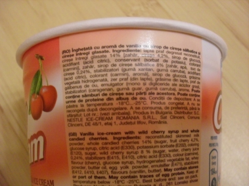 Eticheta Inghetata Nestle fara gluten Cherry Dream